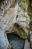 Wimsen Cave in the Aach valley, Zwiefalten, Swabian Alb, Baden-Wuerttemberg, Germany