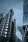 futuristic bank towers at London's Financial District, City of London, England, United Kingdom, Europe