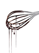 Chocolate running from a whisk, Food