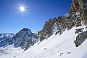 Blick auf La Meyna, Col della Portiola, Valle Maira, Cottische Alpen, Piemont, Italien