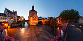 Altes Rathaus, Bamberg, 15. Jhd., historische Altstadt, UNESCO Welterbe, Regnitz, Fluß, Bamberg, Oberfranken, Bayern, Deutschland, Europa