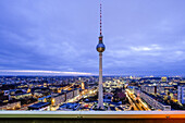 view at sunset over Berlin and Alex, Alexanderplatz, Berlin, Germany