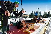 Biathlon Workshop am Notschrei, Schauinsland, nahe Freiburg im Breisgau, Schwarzwald, Baden-Württemberg, Deutschland