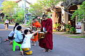 Monks in Champasak near Pakse, south-Laos, Laos, Asia