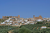 Banos de la Encina, town and moorish fortress on a hill, Andalucia, Spain