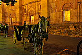 Pferdedroschken, Abendstimmung an  der Mezquita in Cordoba, Andalusien, Spanien