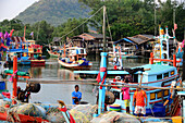 Fishermen in Ban Krut near Bang Saphan, Golf of Thailand, center-Thailand, Thailand