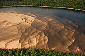 Sediment built up in Essequibo River, Iwokrama Rainforest Reserve, Guyana