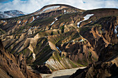 Mount Skalli from Mount Blahnukur, Landmannalaugar, Fjallabak Nature Reserve, South Iceland, Iceland