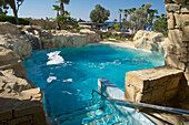 Pool in artificial rocks in the spa at the Le Meridien Hotel, Limassol, Limassol District, Cyprus