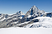The Dent Blanche with its smaller neighbour to the left, Grand Cornier, Pennine Alps, canton of Valais, Switzerland