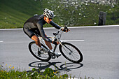 Cyclist on the Grossglockner road, Tyrol, Carinthia, Austria