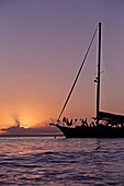 Sailboat in sunset, Dominica, Lesser Antilles, Caribbean