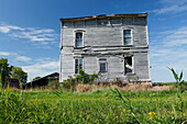 Hausruine auf verlassener Farm, Farmland, Provinz Quebec, Kanada