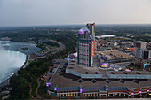 Skylon Tower view on the falls and Fallsview Casino, Niagara Falls, Province Ontario, Canada