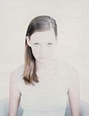 Young woman, overexposed portrait