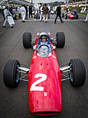 John Surtees in a 1964 Ferrari 158, Goodwood Revival 2014, Racing Sport, Classic Car, Goodwood, Chichester, Sussex, England, Great Britain