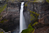 Waterfall Haifoss, river Fossá í Þjórsárdal, Fossardalur valley, Thjorsardalur valley, Highlands, South Iceland, Iceland, Europe