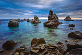 rocks at beach of Cala del frares, Sa Caleta, Mediterranean Sea, Lloret de Mar, Costa Brava, Catalonia, Spain