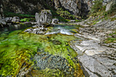 Schlucht des Rio Cares, Puente de Poncebos, Gebirge Parque Nacional de los Picos de Europa, Asturien, Asturias, Spanien