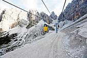 Cable car at Monte Cristallo, the Dolomites, Cortina d Ampezzo, Veneto, Italy