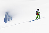 skiers in deep powder snow, Zugspitze, Upper Bavaria, Germany