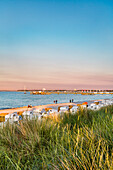 Beach, beach chairs and dunes, Scharbeutz, Baltic Coast, Schleswig-Holstein, Germany