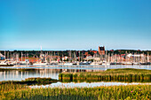 View from Graswarder penninsula towards marina, Heiligenhafen, Baltic Coast, Schleswig-Holstein, Germany