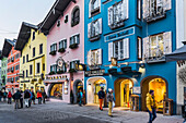 shopping street in Vorderstadt in Kitzbuehel, Tyrol, Austria, Europe