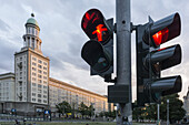 Traffic light showing red man, Frankfurter Tor, Friedrichshain, Berlin, Germany
