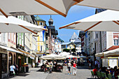 Market street in Bad Toelz, Upper Bavaria, Bavaria, Germany