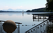 Lake Waginger near Waging, Rupertiwinkel, Chiemgau, Upper Bavaria, Bavaria, Germany