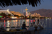 North beaches in the evening light, Eilat at Red Sea, Akaba bay, South-Israel, Israel