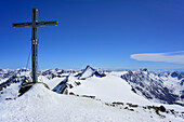 Summit of Similaun, Marzellspitze in background, Similaun, valley of Pfossental, valley of Schnalstal, Vinschgau, Oetztal Alps, South Tyrol, Italy