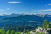 View to Allgaeu Alps, from Besler, valley of Balderschwang, Allgaeu Alps, Allgaeu, Svabia, Bavaria, Germany