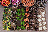 Produce and spices for sale in market, Madurai, Tamil Nadu, India
