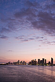 Miami city skyline and harbor at sunset, Florida, United States, Miami, Florida, United States