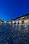 Town square and buildings illuminated at night, Hvar, Split, Croatia, Hvar, Split, Croatia