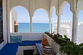 Morocco, Asilah, terrace in house within medina