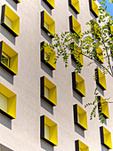 France, Paris, modern building with yellow windows
