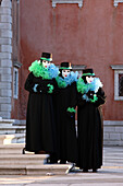 Italy, Carnival of Venice, Masks in front of San Gorgio