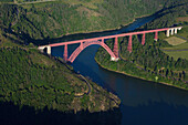 France, Cantal (15) Garabit viaduct crossing the gorge and appeasing (aerial photo)