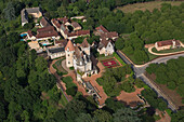 France, Dordogne (24) Castelnaud-la-Chapelle, Castle Milandes is classified Historic Monument (aerial view)