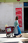 Woman selling ice cream in Juliaca,near Puno, Peru,South America