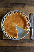 Buttermilk Pie with One Slice Missing