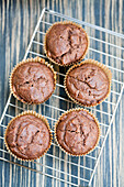 Baked Gluten-Free Muffins on Cooling Tray, High Angle View