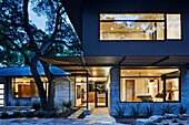 Contemporary House Exterior at Night, Close-Up