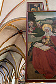 Stift Obernkirche, Kirchenschiff, Bild von Maria mit Buch, Schaumburger Land, Niedersachsen, Norddeutschland, Deutschland