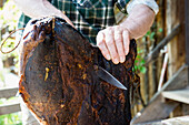 Black Forest Ham, Untermühlbachhof, St.Georgen-Peterzell, Black Forest, Baden-Württemberg, Germany