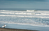 surfer walking ocean beach